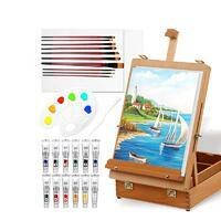 Без бренда «Набор подарочный «Две картинки» 27 предметов: этюдник 35 см из бука, краски акрил 12x12 мл, 2 холста 22x30 на мдф, 10 кистей, мастихин, палитра» в Нижневартовске в интернет-магазине Без бренда «Набор подарочный «Две картинки» 27 предметов: этюдник 35 см из бука, краски акрил 12x12 мл, 2 холста 22x30 на мдф, 10 кистей, мастихин, палитра» в Нижневартовске