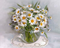 Без бренда «Букет ромашек с колосками в круглой вазе_» в Нижневартовске