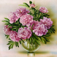 Без бренда «Пионы в круглой прозрачной вазе (20шт)» в Нижневартовске