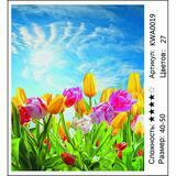 Мозаика 40x50 без подрамника Яркие тюльпаны на фоне голубого неба