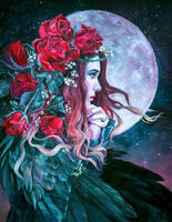 Без бренда «Девушка с розами в волосах на фоне луны» в Нижневартовске в интернет-магазине Без бренда «Девушка с розами в волосах на фоне луны» в Нижневартовске