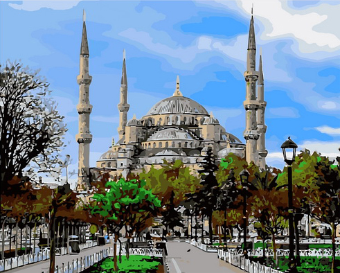 Картина по номерам 40x50 Голубая мечеть в Стамбуле. Турция