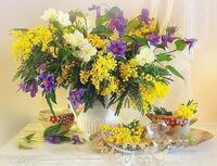 Без бренда «Букет из мимозы и колокольчиков в вазе» в Нижневартовске в интернет-магазине  Без бренда «Букет из мимозы и колокольчиков в вазе» в Нижневартовске