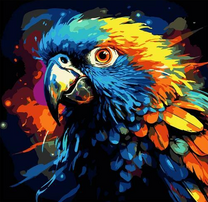 Яркий разноцветный попугай