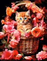 Без бренда «Рыжий котенок в корзине с цветами» в Нижневартовске