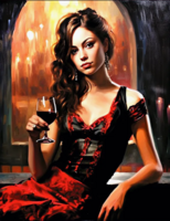 Без бренда «Обворожительная брюнетка с бокалом красного вина» в Нижневартовске