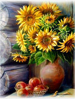 Без бренда «Кувшин с подсолнухами и корзинка с яблоками» в Нижневартовске